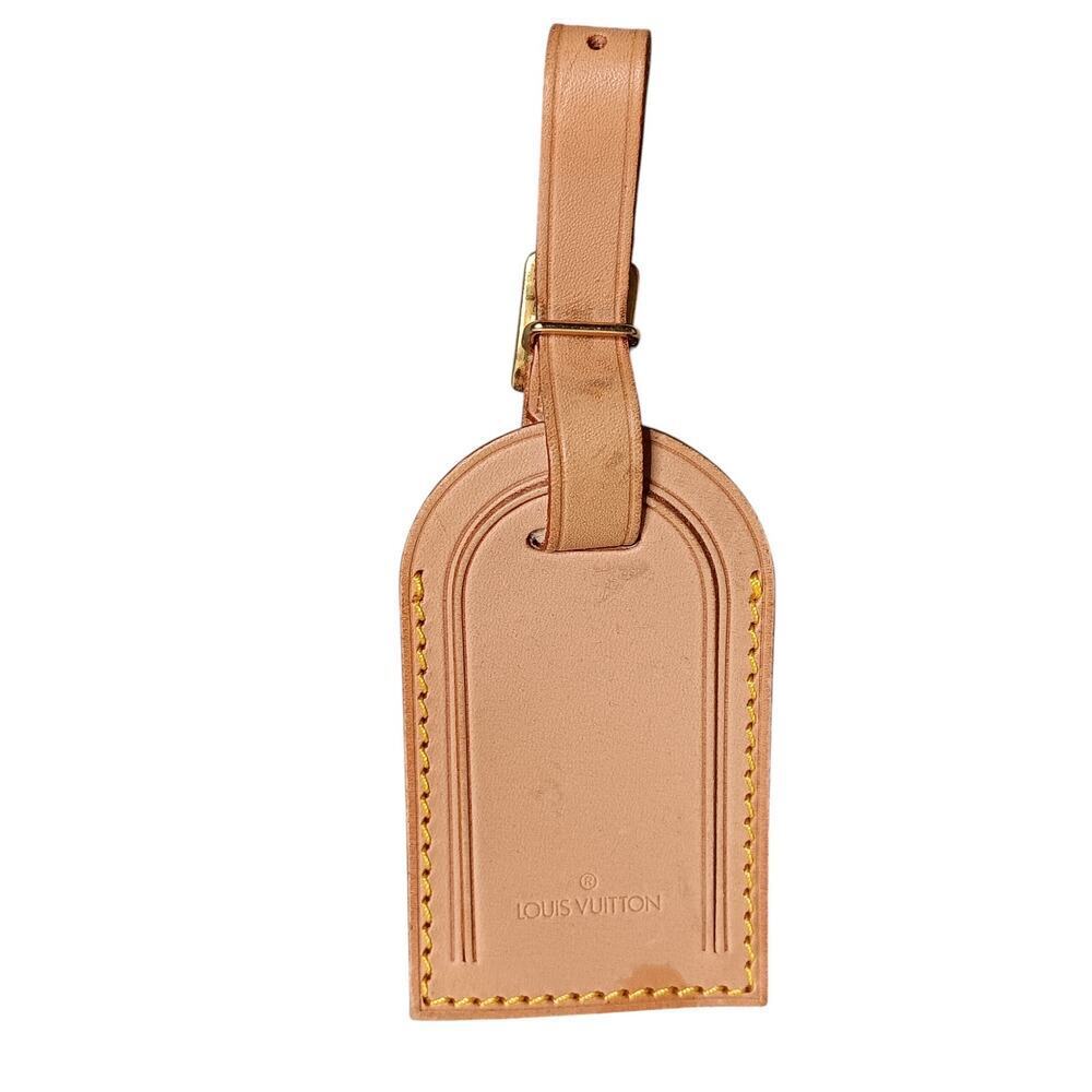 Preowned Authentic Louis Vuitton Vachetta Leather Luggage Tag & Strap Set of 2 - Picture 12 of 16